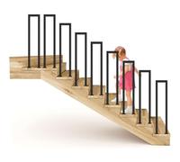 Balaustra in ferro battuto nero a forma di U, 30-100 cm, per uso interno/esterno, resistente, transizione in metallo, moderna ringhiera di sicurezza per scale e ponti