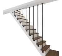 Balaustra per gradini montata lateralmente, ringhiera in Tubo di Ferro Industriale Nero, corrimano per balaustra per Scale per Interni, soppalchi, gradini, Scale per terrazze(95cm)