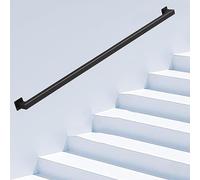 Balaustra per scale industriali, montaggio a parete, tubo zincato per scale interne, asta di supporto inclusa, finitura nera, dimensioni 180 cm, elegante soluzione di sicurezza
