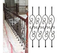 Balaustre in ferro battuto for ringhiere delle scale, design con barra orizzontale for corridoio di loft e ville, finitura in rame(Black Copper,Pack 2)