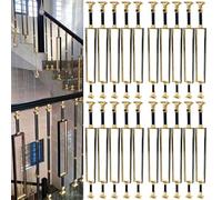 Balaustre in Metallo per Scale, ringhiera Quadrata Moderna Nera e Oro per Interni/parapetto per Scale da terrazzo, con staffe Piatte e Kit Completo, Montaggio a Pavimento, Giardino/Loft/vill