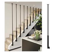 Balaustre moderne della scala del ferro battuto, mandrini laterali resistenti del supporto per le ville, hotel & gli uffici, 64" colonne nere della guardavia della scala