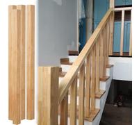 Balaustre quadrate in legno per scale, 5,1 x 5,1 cm, altezza 100 cm, per staise interne, balconi, ponti e corridoi, set di 4 ringhiere con finitura naturale