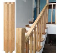 Balaustre quadrate in legno per staise, 100,1 cm di altezza naturale per balcone, terrazza, corridoio, set di 5 aste per ringhiera per gradini