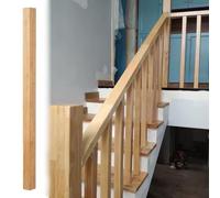 Balaustre quadrate in legno per staise, 100 cm di altezza, naturale, per balcone, terrazza, corridoio, 1 pezzo asta per ringhiera interna per gradini