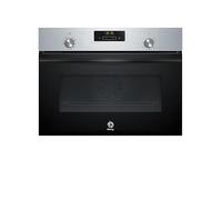 Balay - Forno compatto multifunzione, altezza 45 cm, controllo comfort, Aqualisis, comandi nascosti, vetro nero, 3CB4130X3