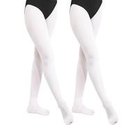 BALAYSIER Collant Danza Classica Bambina e Donna 90 D Collant da Balletto Calzamaglia da Ballo Morbido ＆ Elevata Elasticità 1-2 Paia(Bianco+Bianco,L)