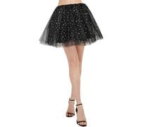 BALAYSIER Gonna Tulle Donna con Fodera 4 Strati Tutu Danza Classica Elevata Elasticità Gonna di Paillettes per Balletto(Nero)