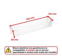Balconcino Ripiano Bottiglie 442 x 104 x 65 mm per Frigorifero Whirlpool