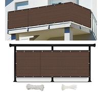 Balcone 130 x 350 cm HDPE resistente ai raggi UV recinzione giardino patio ombra con fascette marrone barriera esterna per ponti e portici