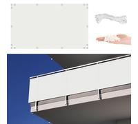 Balcone 3 m x 6 m, recinzione da giardino con corda e occhielli in alluminio, rete resistente ai raggi UV, per cortile e parete, protegge il tuo spazio dagli occhi curiosi, bianco