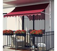 Balcone retrattile per patio esterno resistente ai raggi UV e all'acqua con manovella - Balconi e ponti senza viti, ideale per l'ombra del cortile (colore: vino)