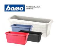 BALCONETTA VASO FIORIERA RETTANGOLARE PAGLIA IN PLASTICA CM. 60X20X17,5H