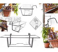 BALCONIERA PortaVaso Fiori FIORIERA Da Ringhiera Made in Italy per Balcone in Ferro Verniciata Colore Nero Fisso Linea Industrial Minimal LINEARE Semplice (40)