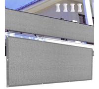 Balcono - Rete parasole con occhielli e lacci per ringhiere, 115 x 600 cm, colore: grigio, ideale per proteggere la privacy e il sole all'aperto