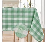 BALCONY & FALCON Tovaglia rettangolare a quadretti, double face, utilizzabile senza pieghe, Buffalo Gingham, impermeabile, a prova di perdite e lavabile, per feste, 140 x 240 cm, colore: verde gingham