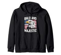 Bald And Majestic American Bald Eagle 4th Of July US Flag Felpa con Cappuccio
