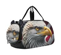 Bald Eagle American Flag Travel Duffle Bags Girls Tote Weekender Overnight Boys Carry on Duffel Sports Duffle Bag, Bandiera americana Aquila calva 2, classico