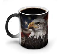 Bald Eagle Bandiera degli Stati Uniti Foto Tazza da caffè Sensibile al Calore Scolorimento Tazza in Ceramica Personalizzata Cambia Colore Tazza da Caffè Tazza Regalo Unico per Famiglia Amici