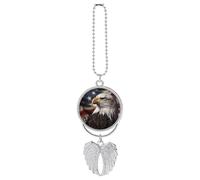 Bald Eagle Bandiera degli Stati Uniti Immagini Ornamento da appendere per auto Specchietto retrovisore Ciondolo Lucky Presents Ornamento da appendere Divertente Ciondolo per Auto per Ufficio Auto