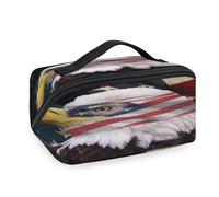 Bald Eagle Borsa da viaggio per trucchi con bandiera americana per donne, uomini, ragazze e ragazzi, borsa da bagno portatile per articoli da toeletta cosmetici organizer da doccia