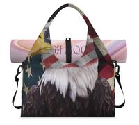Bald Eagle - Borsone sportivo con bandiera americana, per donne e uomini, per il fine settimana, con scomparto per scarpe, borsa a tracolla per yoga, palestra, viaggi, Colore, L, Organizer per borse