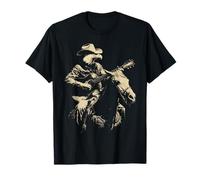 Bald Eagle Cowboy Suonare Chitarra Cavaliere Cavaliere Western Rodeo Maglietta