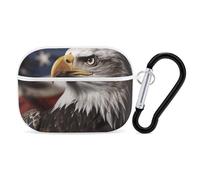 Bald Eagle - Custodia per AirPods Pro 2, antiurto, rigida, per donne e uomini, compatibile con custodia Airpod Pro di 2a/1a generazione, con portachiavi, bianco