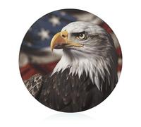 Bald Eagle - Mini tagliere rotondo in vetro temperato per cucina, con immagine della bandiera degli Stati Uniti, per picnic, pizza, carne, frutta (20 cm)