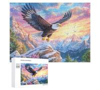 Bald Eagle on Rock with Snowy Peaks Puzzle 500 Pezzi Per Adulti Attività Rilassante Riduzione Dello Stress Regalo Per Benessere 500 PCS