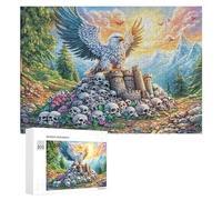 Bald Eagle on Skull Pile with Castle Puzzle 300 Pezzi Per Coppie Serata A Casa Sfida Intellettuale Regalo Per San Valentino 300 PCS