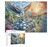 Bald Eagle on Skulls with Crowns Puzzle 500 Pezzi Per Adulti Relax A Casa Rilassamento Mentale Regalo Per Weekend 500 PCS