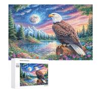 Bald Eagle on Stump with Moonlit Mountains Puzzle 1000 Pezzi Per Anziani Attività A Casa Mantenimento Cognitivo Regalo Per Persone Anziane 1000 PCS