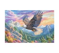 Bald Eagle Over Mount Rushmore at Sunset Puzzle 1000 Pezzi Colorato Rompicapo Sfida Impossibile Per Amanti Del Puzzle Adulti Rilassamento Pressione Ridotta Idea Regalo Per Lui 1000 PCS