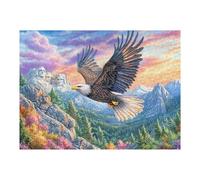 Bald Eagle Over Mount Rushmore at Sunset Puzzle 500 Pezzi Rompicapo Creativo Artistico Stimolo Della Creatività Attività Per Il Tempo Libero Regalo Per Persone Creative 500 PCS