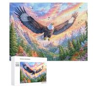 Bald Eagle over Mountain Valley with Autumn Trees Puzzle 500 Pezzi Per Adulti Attività Rilassante Riduzione Dello Stress Regalo Per Benessere 500 PCS
