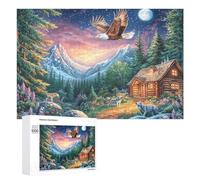 Bald Eagle Over Path with Three Wolves Puzzle 1000 Pezzi Per Adulti Allenamento Cerebrale Padronanza Logica Regalo Per Amanti Delle Sfide 1000 PCS