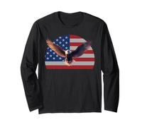 Bald Eagle Patriotic American Flag, USA Simbolo di libertà Maglia a Manica