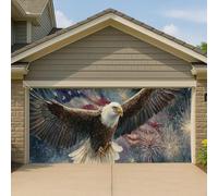 Bald Eagle Patriotic Garage Door Cover, grande decorazione per festeggiamenti fuochi d'artificio, decorazione per interni ed esterni, decorazione per il giorno dell'indipendenza americana, 390 x 180