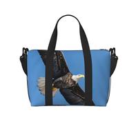 Bald Eagle Print obliquo across Hand Travel Bag Poliestere Donne Uomini Pernottamento Duffel Carry-on Tote Bag, Nero, Taglia Unica, Nero, One Size