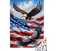Bald Eagle Puzzle da Pezzi USA Flag 1000 Pezzi Carta Riciclata Per Donne, Regali Per Uomini Puzzle Gioco Educativo Per Rilassarsi 38x26cm/1000pcs