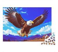 Bald Eagle Soaring 1000Pc Challenging Puzzle: Bald Eagle in Flight for Adults Teens & Seniors Brainteasing Game 38x26cm/1000pcs