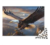 Bald Eagle Soaring Adult Jigsaw Puzzle: Eagle in Flight over Mountains Educational Game Decompression for Adults Teens & Home Decor 38x26cm/1000pcs