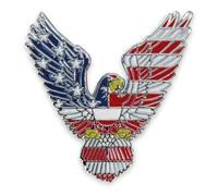 Bald Eagle Spilla da bavero con bandiera americana smalto rosso bianco e blu e piume USA libertà patriota Army Navy Air Force Marines VetFriends.com, 1 x .75 Inches, Lega di acciaio, Senza pietra