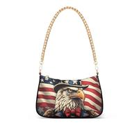 Bald Eagle Uncle Sam, borsa a tracolla estetica da donna, per feste, borsa hobo, stile cartone animato, con chiusura a cerniera
