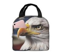 Bald Eagle Us Flag Pictures Lunch Bag Riutilizzabile Portatile Lunch Box A Prova Di Perdite Isolato Cooler Lunch Tote Bag Con Tasca Frontale Per Donne Uomini Viaggi Picnic Ufficio Lavoro