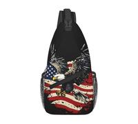 Bald Eagle With American Flag 2 Unisex Borsa A Tracolla Leggera Crossbody Bag Piccolo Sling Bag Per Campeggio Treeking Sportivo Escursionismo