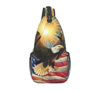 Bald Eagle With American Flag 9 Unisex Borsello Tracolla Regolabile Sling Bag Piccolo Borsa A Tracolla Per Treeking Lavoro Viaggio Outdoor