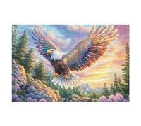 Bald Eagle with Colorful Wings in Mountain Flowers Puzzle 1000 Pezzi Rompicapo Per Serate Solitarie Attività Rilassante Per Momenti Di Pace Antistress Naturale Regalo Per Tutti 1000 PCS