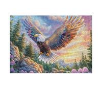 Bald Eagle with Colorful Wings in Mountain Flowers Puzzle 300 Pezzi Per Lui Amici E Colleghi Rompicapo Sfida Impossibile Giochi Da Tavolo Serate in Gruppo Regalo Natale 2025 300 PCS